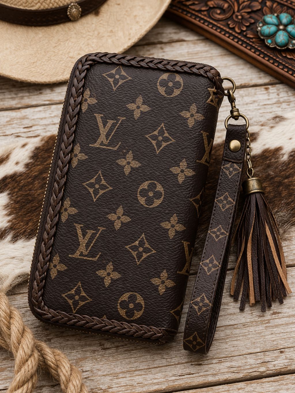 Western Upcycled Wristlet Wallet