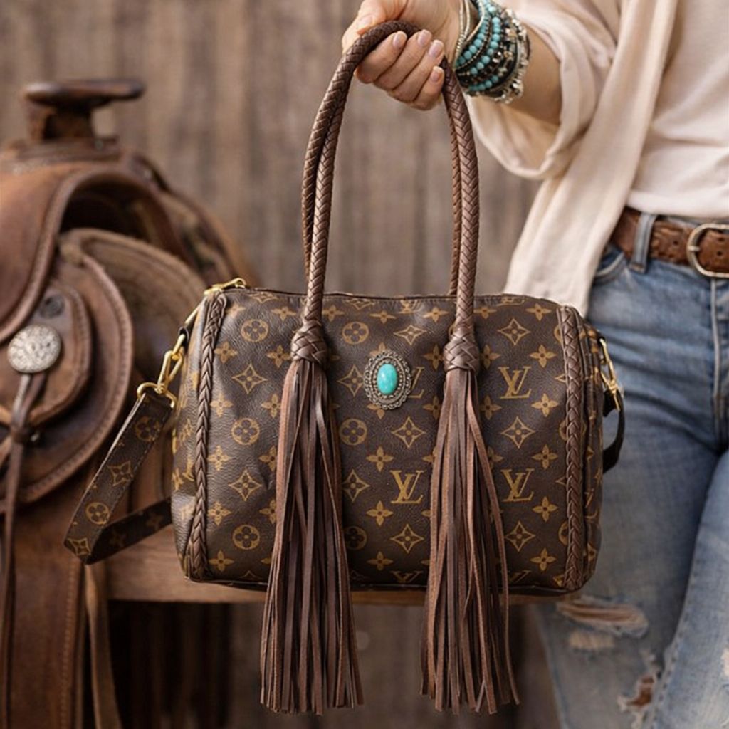 Upcycled LV Western Fringe Handbag ✨