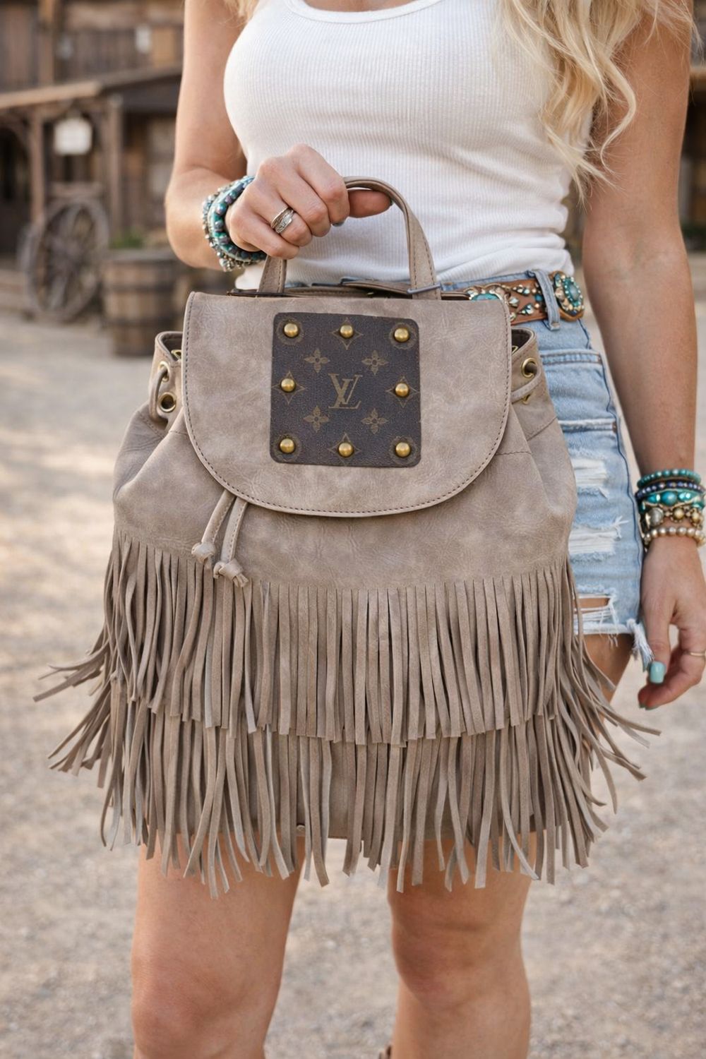  Upcycled Western Fringe Backpack | Boutique Cowgirl Style ✨