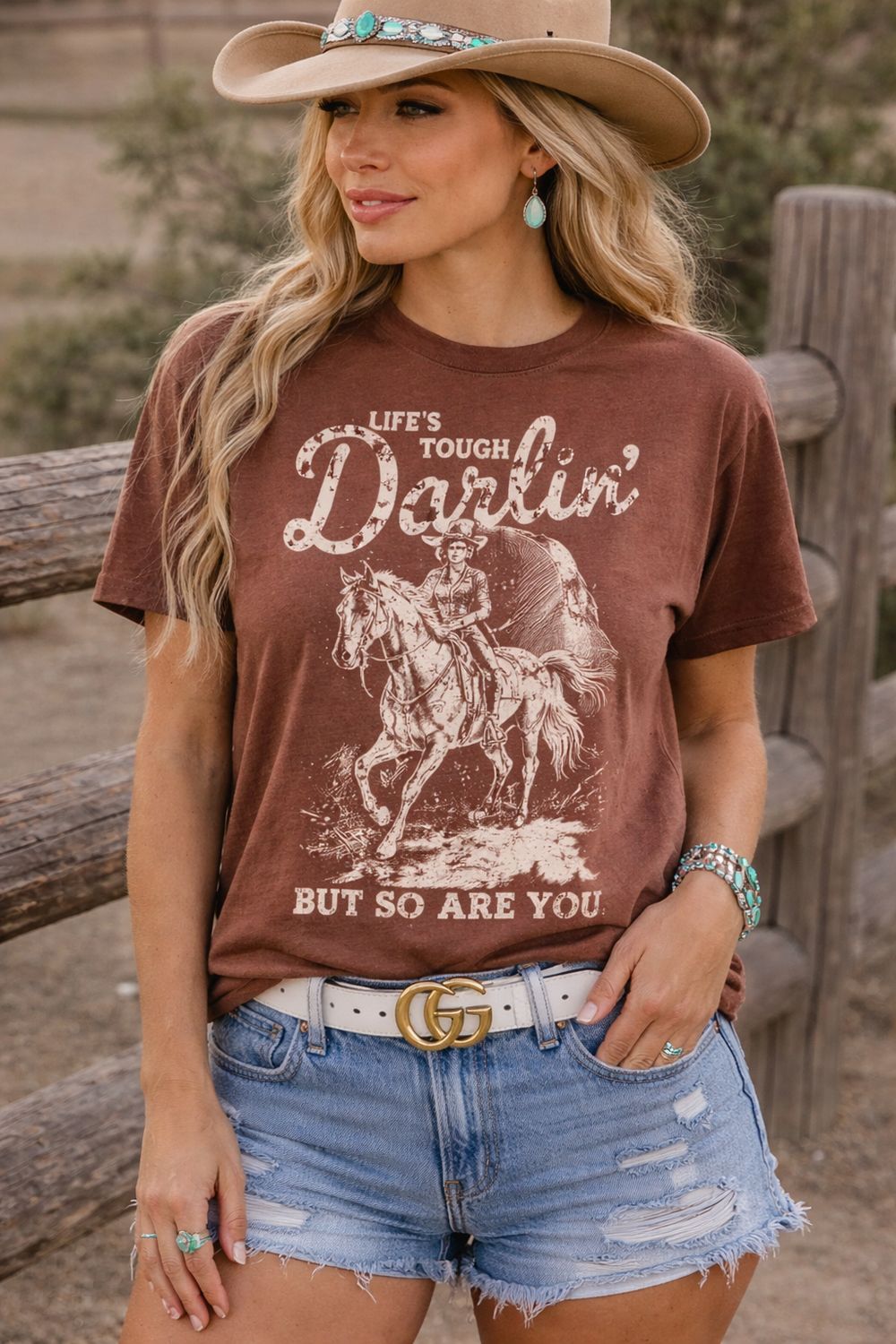 Life’s Tough Darlin’ Tee  Vintage Western Graphic Shirt