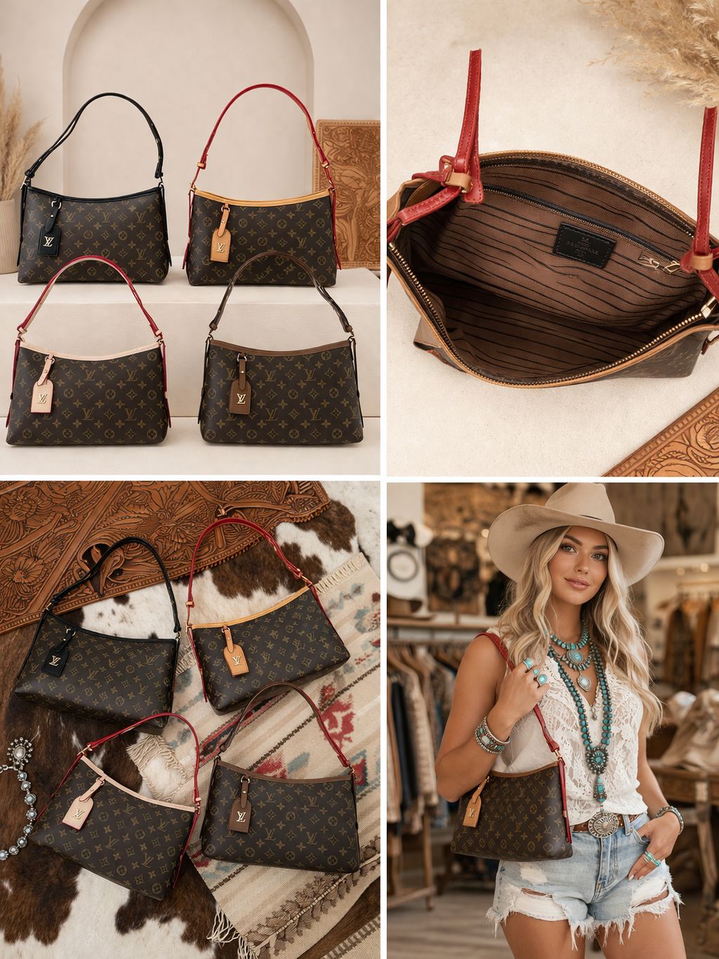 Upcycled Designer Style Handbag Bundle – 4 Piece Set ✨