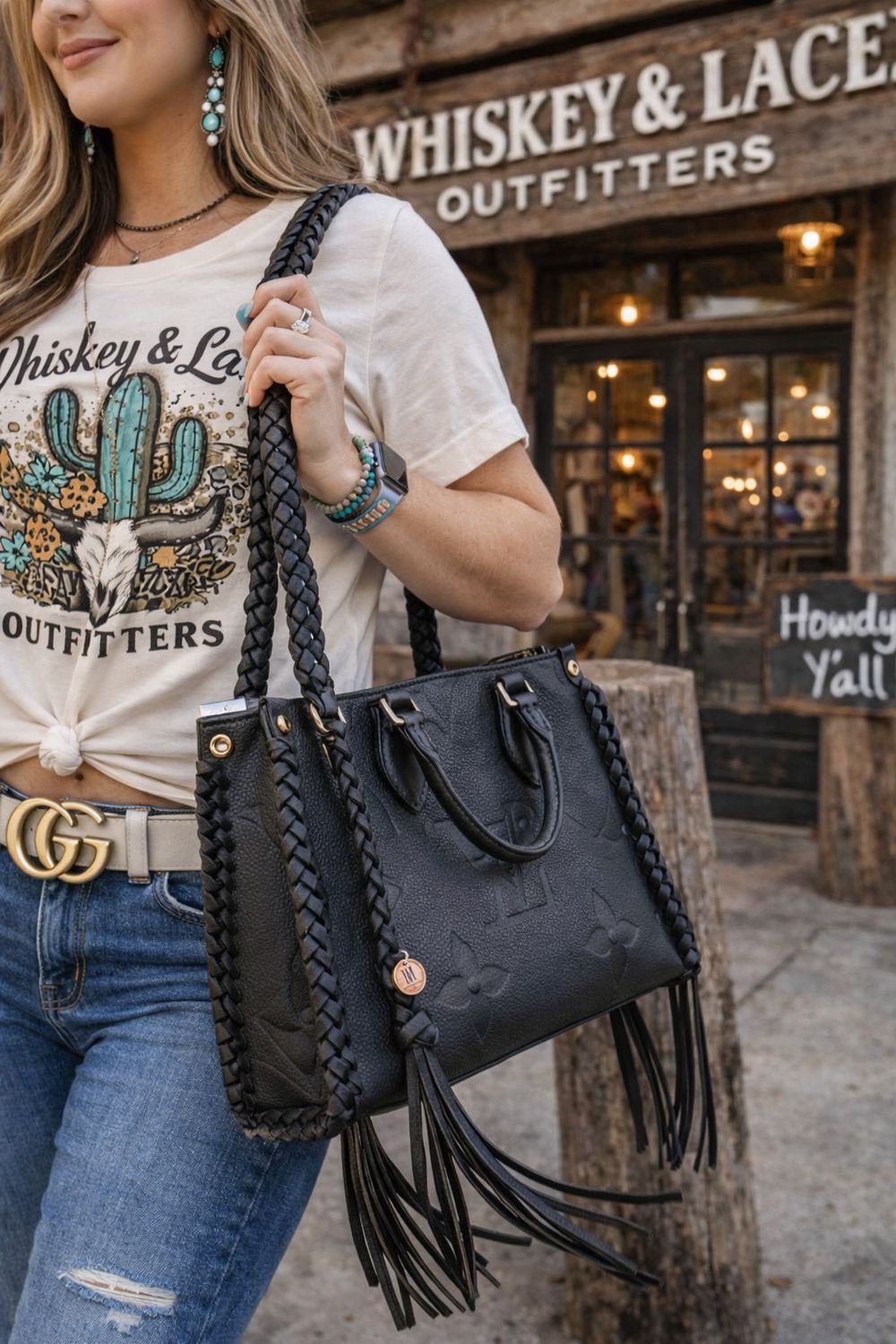 Upcycled Braided Black Luxe Tote Bag ✨