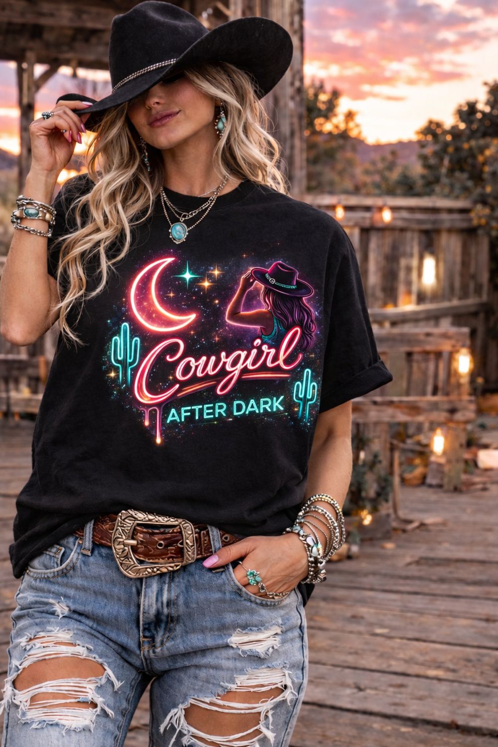 Cowgirl After Dark DTF Transfer