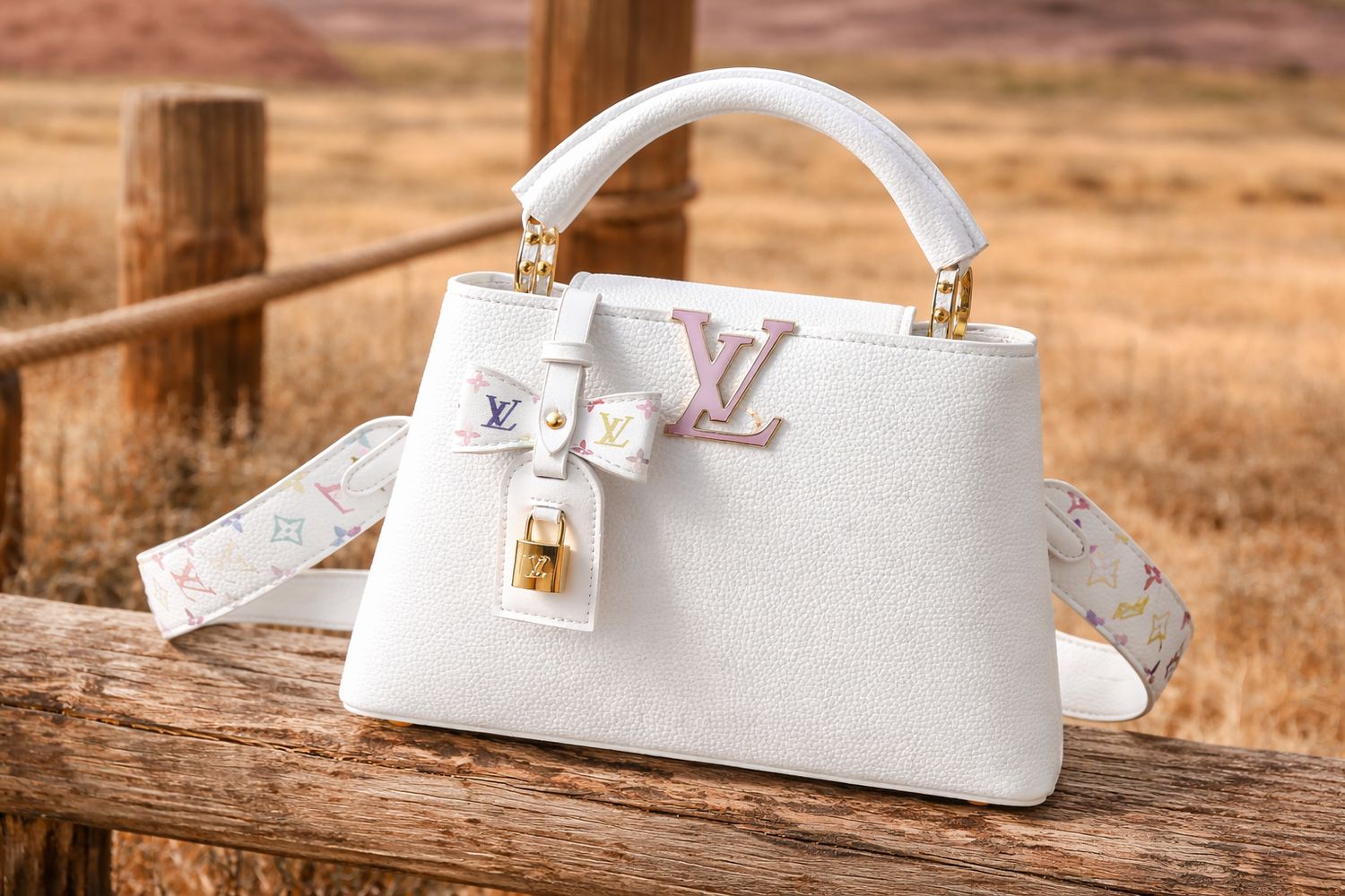 ✨ Upcycled White LV Satchel 