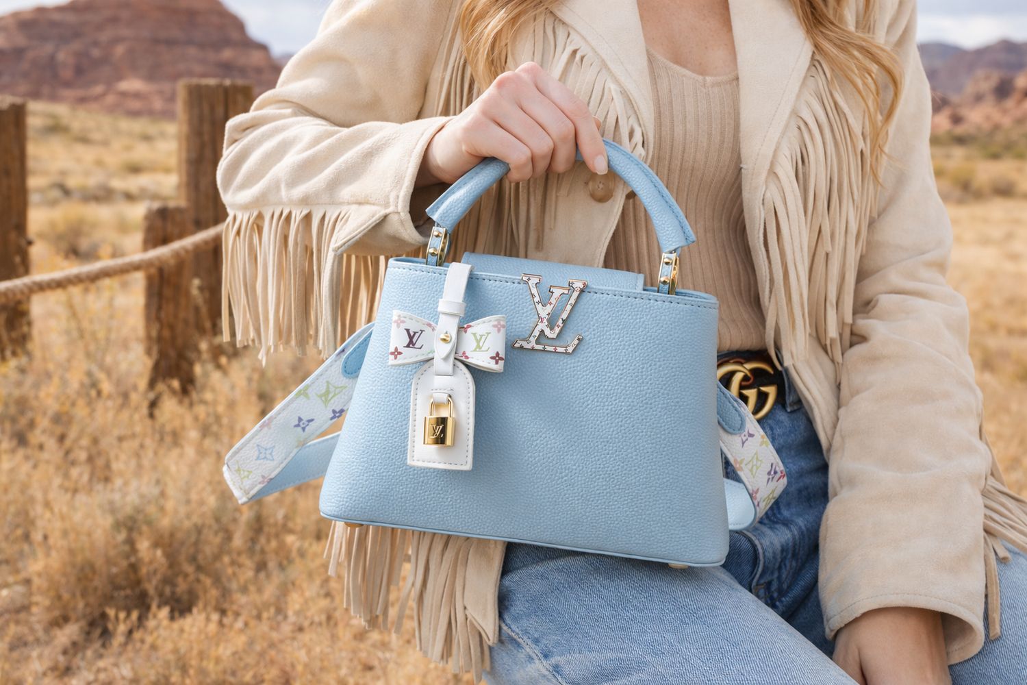 ✨ Upcycled LV Dusty Blue Satchel