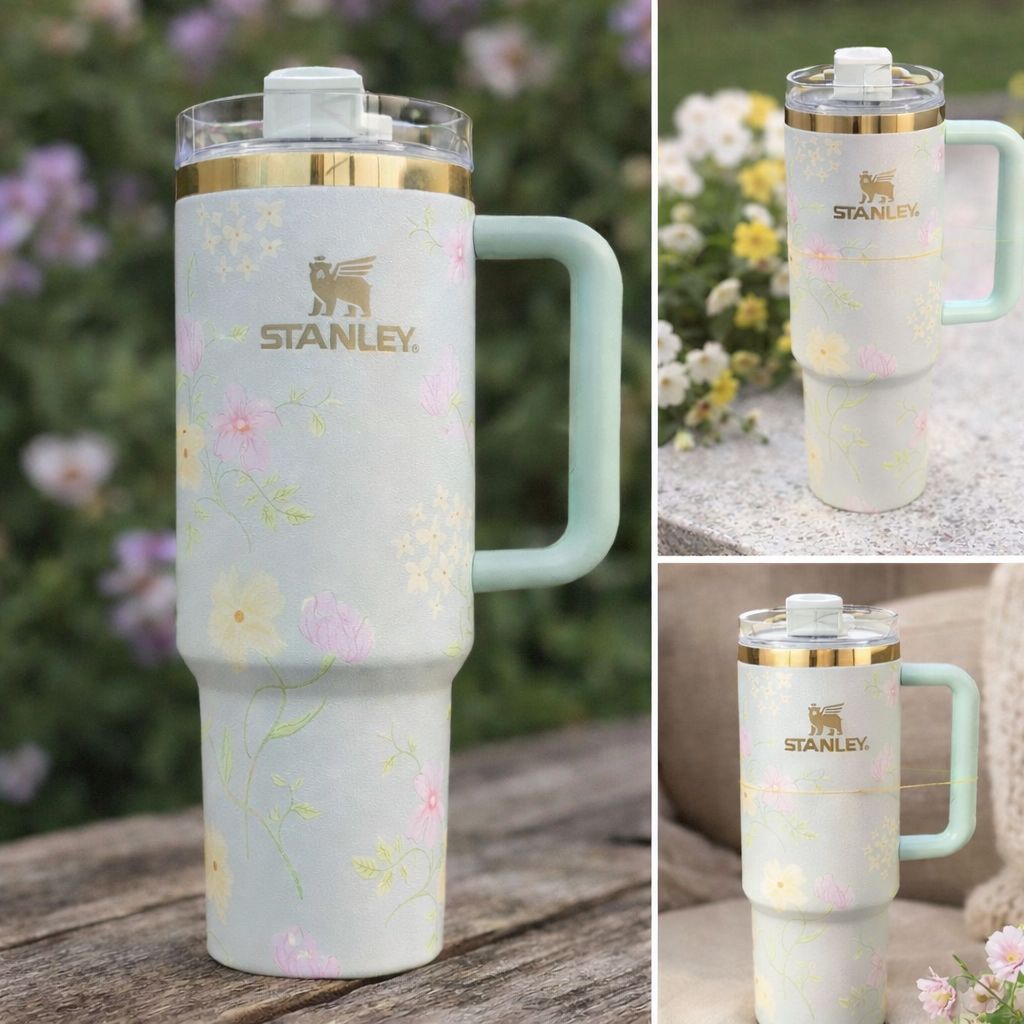 Mother’s Day Gold Floral Stanley 40oz Tumbler ✨
