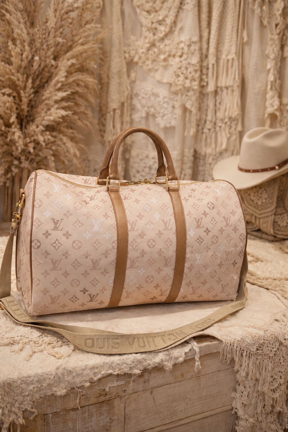 Upcycled Designer Monogram Weekender Duffle Bag ✨