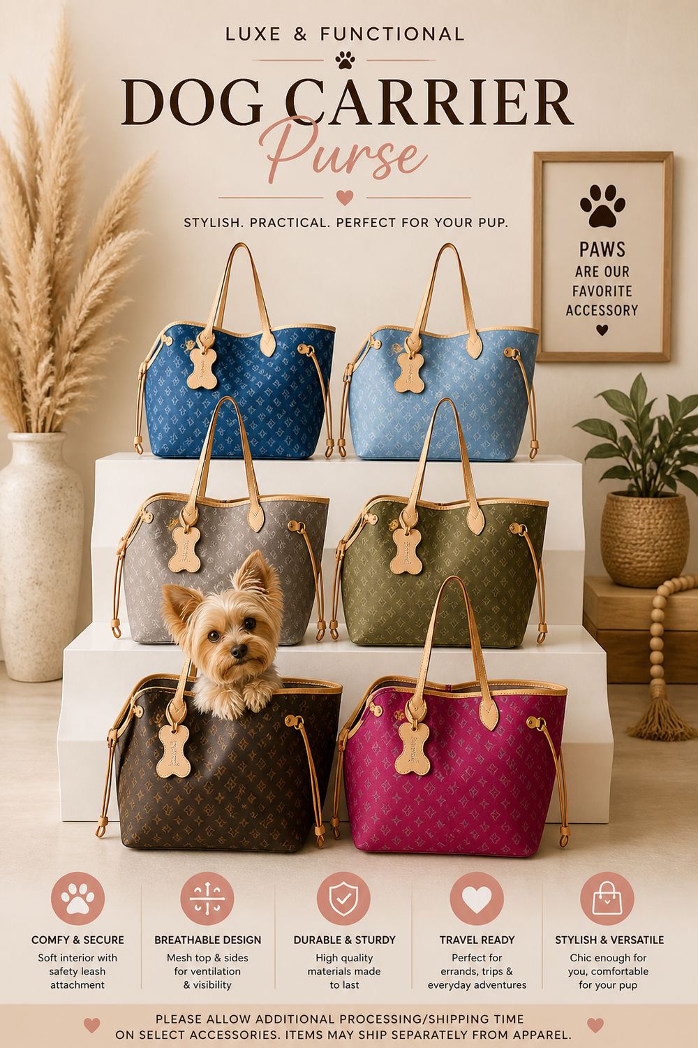 ✨ Upcycled Luxe Dog Carrier Tote ✨