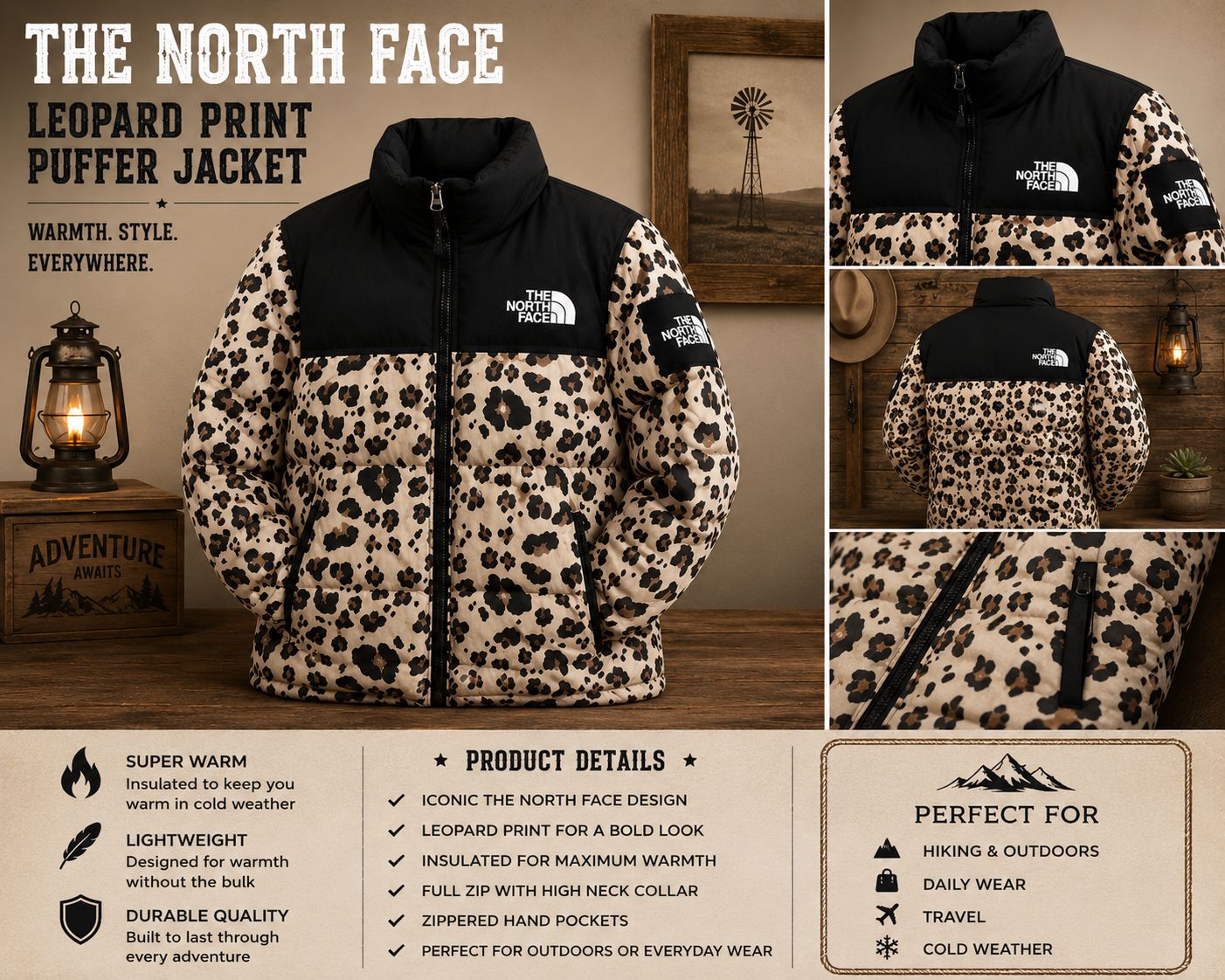  Western Luxe Leopard Puffer Jacket ✨