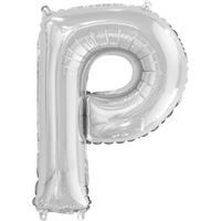 Silver Letter P Shaped Foil Balloon 14" Packaged