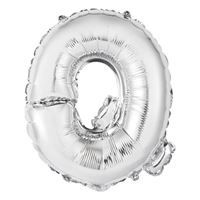 Silver Letter Q Shaped Foil Balloon 14" Packaged