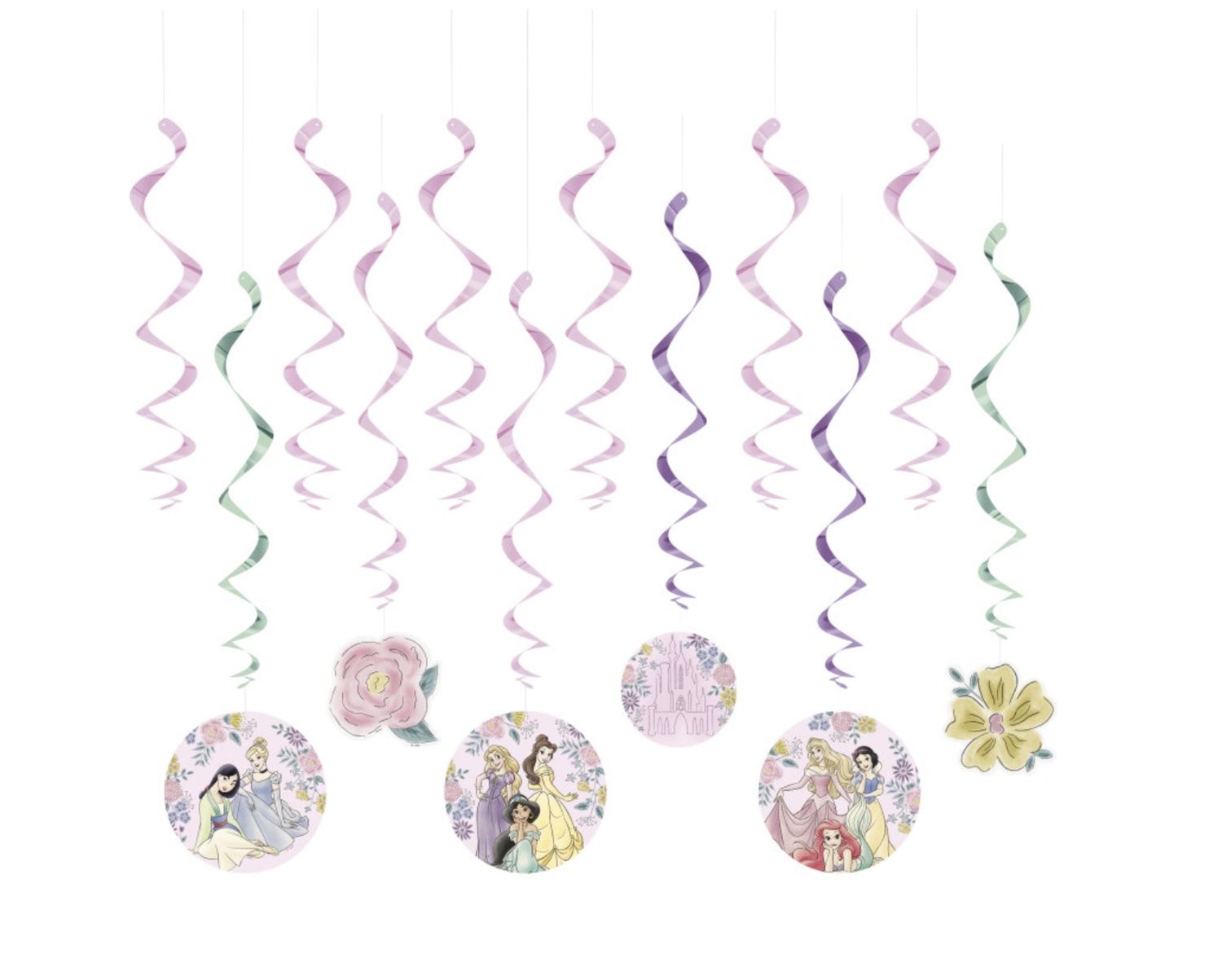 Disney Princess Assorted Hanging Swirl Decorations  12ct