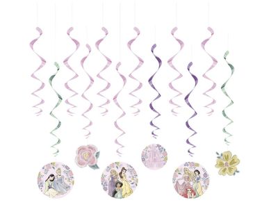 Disney Princess Assorted Hanging Swirl Decorations  12ct