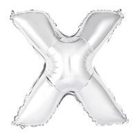 Silver Letter X Shaped Foil Balloon 14" Packaged
