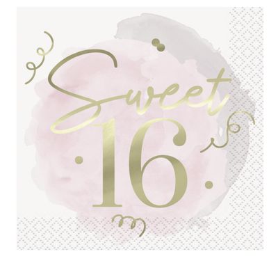 Blush Sweet 16 Luncheon Napkins  16ct - Foil Stamping