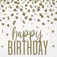 Confetti Gold Birthday Beverage Napkins 16ct