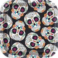 Skull Day of the Dead Square 7" Dessert Plates 10ct