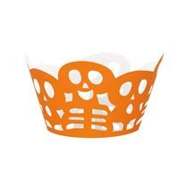 Die Cut Orange Skeleton Cupcake Wrappers 12ct