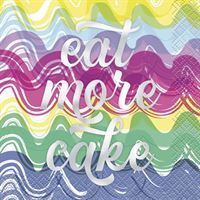 Bold Birthday "Eat More Cake" Beverage Napkins  16ct - Foil Stamping