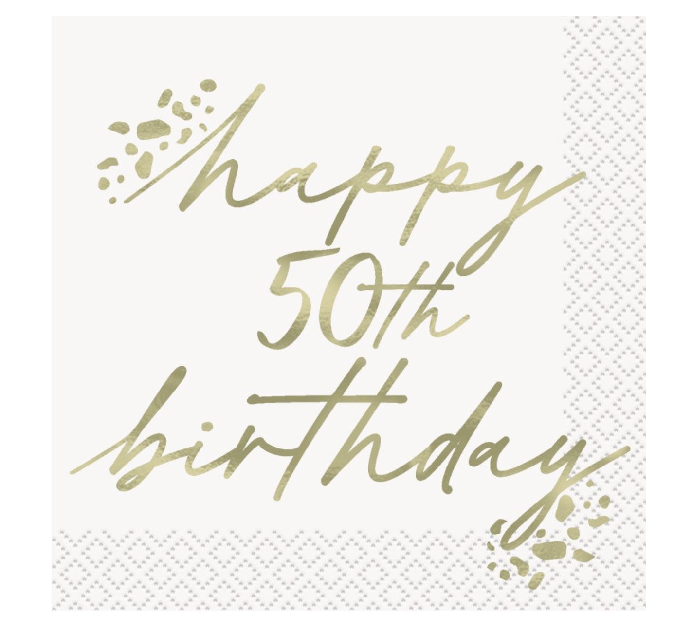 Gold Birthday "Happy 50th Birthday" Beverage Napkins  16ct - Foil Stamping