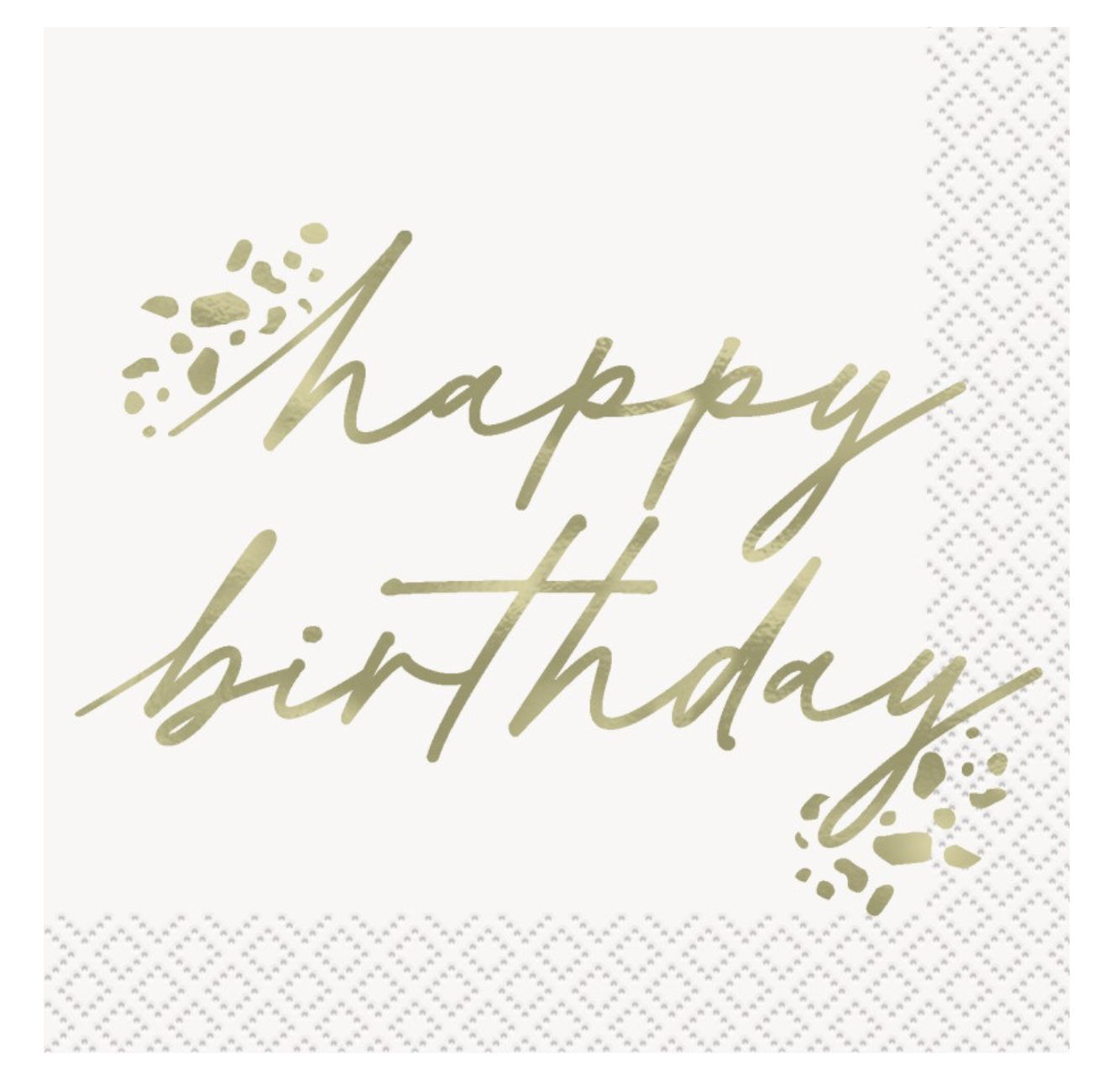 Gold Birthday "Happy Birthday" Beverage Napkins  16ct - Foil Stamping