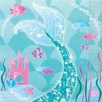 16Ct Mermaid Beverage Napkin
