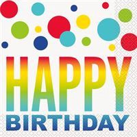Rainbow Spots Birthday Luncheon Napkins 16ct
