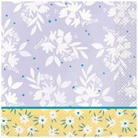Spring Florals Blue &amp; Yellow Luncheon Napkins  16ct - Foil Stamping
