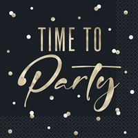 Gold Happy Birthday "Time to Party" Luncheon Napkins  16ct - Foil Stamping