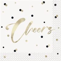 Gold Happy Birthday "Cheers" Beverage Napkins  16ct - Foil Stamping