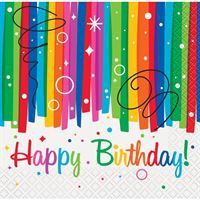 Rainbow Ribbons Birthday Beverage Napkins 16ct