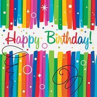Rainbow Ribbons Birthday Luncheon Napkins 16ct