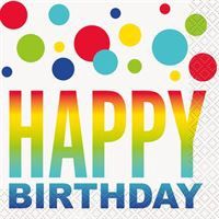 Rainbow Spots Birthday Beverage Napkins 16ct