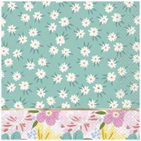 Spring Florals Mint &amp; Pink Luncheon Napkins  16ct - Foil Stamping