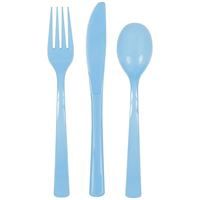 Powder Blue Solid Assorted Plastic Cutlery 18ct
