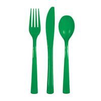 Emerald Green Solid Assorted Plastic Cutlery 18ct
