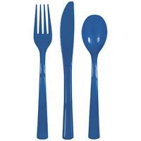 Royal Blue Solid Assorted Plastic Cutlery 18ct