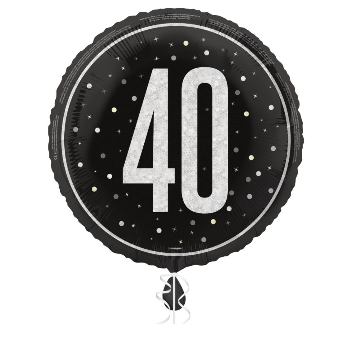 053 18" GLITZ Black 40 Prism Foil Balloon Round