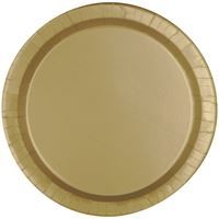 Gold Solid Round 9" Dinner Plates 20ct