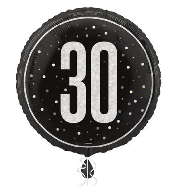 052 18" GLITZ Black 30 Prism Foil Balloon Round