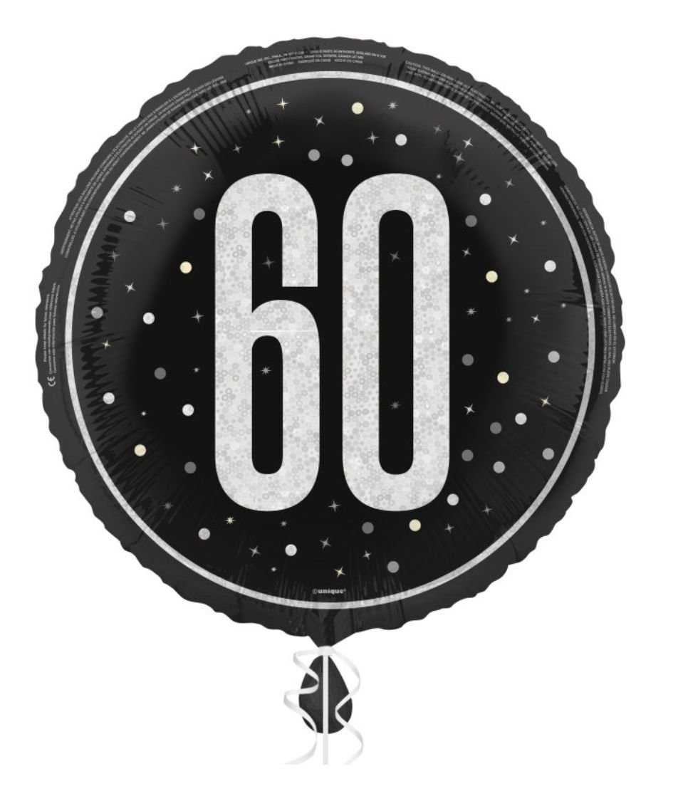 045 18" GLITZ Black 60 Prism Foil Balloon Round