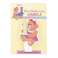 1ST B'DAY PINK CANDLE