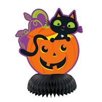 Cat &amp; Pumpkin Mini Honeycomb Decorations 6" 3ct