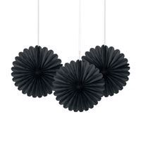 Black Solid 6" Tissue Paper Fans 3ct