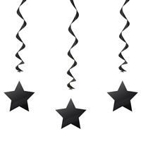 Black Solid Hanging Swirl Decorations 26" 3ct