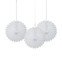 White Solid 6" Tissue Paper Fans 3ct