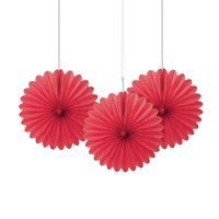 Ruby Red Solid 6" Tissue Paper Fans 3ct