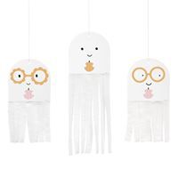 Groovy Halloween Ghost Crepe Hanging Decorations  3ct