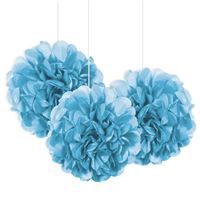 Powder Blue Mini Puff Tissue Decorations 3ct