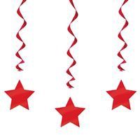Ruby Red Solid Hanging Swirl Decorations 26" 3ct